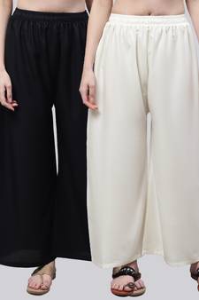 Pack of 2 Women Flared Rayon Palazzo