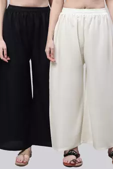 Pack of 2 Women Flared Rayon Palazzo