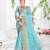 Trendmalls Womens Sky Blue Net Heavy Embroidery work Party Wear Saree With Blouse
