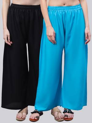 Pack of 2 Women Flared Rayon Palazzo 1