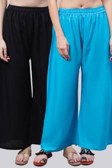 Pack of 2 Women Flared Rayon Palazzo