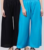 Pack of 2 Women Flared Rayon Palazzo