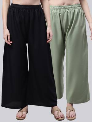 Pack of 2 Women Flared Rayon Palazzo 1