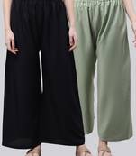 Pack of 2 Women Flared Rayon Palazzo
