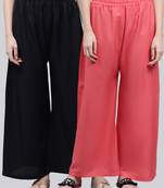 Pack of 2 Women Flared Rayon Palazzo