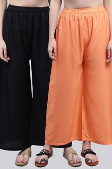 Pack of 2 Women Flared Rayon Palazzo