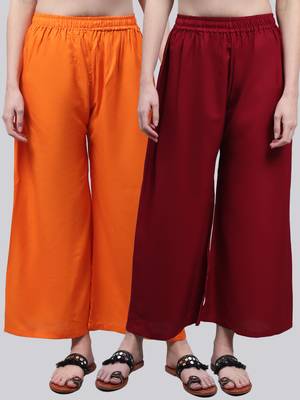 Pack of 2 Women Flared Rayon Palazzo 1