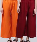 Pack of 2 Women Flared Rayon Palazzo