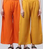 Pack of 2 Women Flared Rayon Palazzo