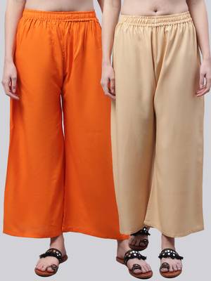 Pack of 2 Women Flared Rayon Palazzo 1