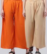 Pack of 2 Women Flared Rayon Palazzo