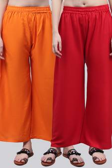 Pack of 2 Women Flared Rayon Palazzo