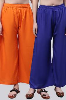 Pack of 2 Women Flared Rayon Palazzo