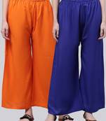 Pack of 2 Women Flared Rayon Palazzo