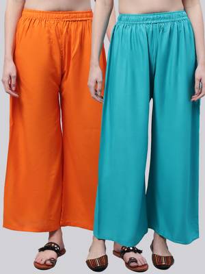 Pack of 2 Women Flared Rayon Palazzo 1