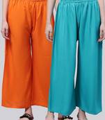 Pack of 2 Women Flared Rayon Palazzo