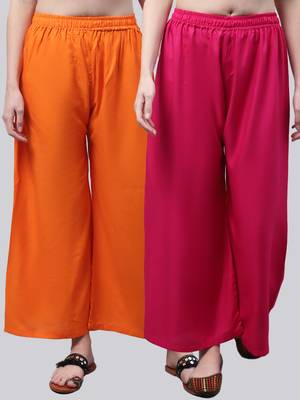 Pack of 2 Women Flared Rayon Palazzo 1