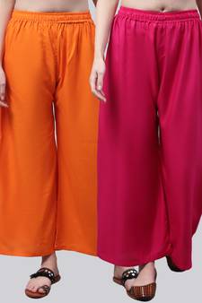 Pack of 2 Women Flared Rayon Palazzo