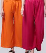 Pack of 2 Women Flared Rayon Palazzo