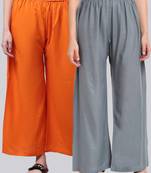 Pack of 2 Women Flared Rayon Palazzo