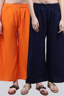 Pack of 2 Women Flared Rayon Palazzo