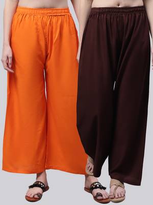 Pack of 2 Women Flared Rayon Palazzo 1