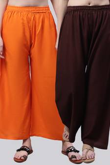 Pack of 2 Women Flared Rayon Palazzo