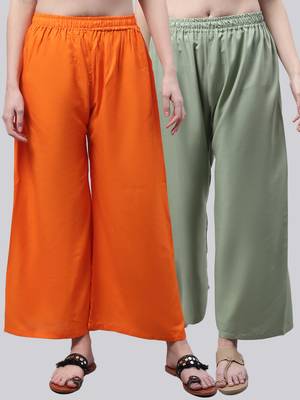 Pack of 2 Women Flared Rayon Palazzo 1