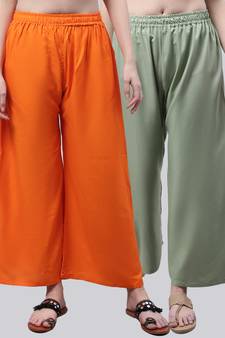 Pack of 2 Women Flared Rayon Palazzo