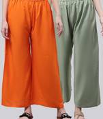 Pack of 2 Women Flared Rayon Palazzo
