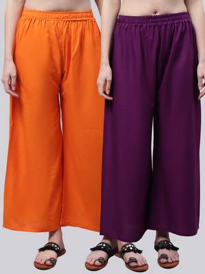 Pack of 2 Women Flared Rayon Palazzo 1
