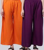 Pack of 2 Women Flared Rayon Palazzo