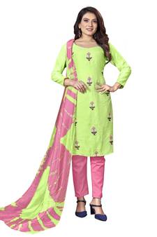Green embroidered cotton salwar