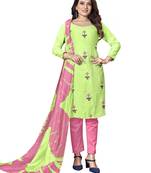 Green embroidered cotton salwar