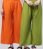 Pack of 2 Women Flared Rayon Palazzo