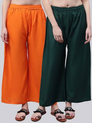Pack of 2 Women Flared Rayon Palazzo 1