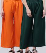 Pack of 2 Women Flared Rayon Palazzo