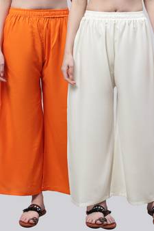Pack of 2 Women Flared Rayon Palazzo