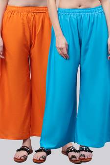 Pack of 2 Women Flared Rayon Palazzo