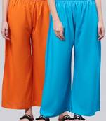 Pack of 2 Women Flared Rayon Palazzo