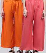 Pack of 2 Women Flared Rayon Palazzo