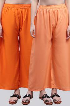 Pack of 2 Women Flared Rayon Palazzo