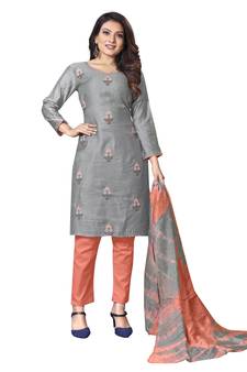 Grey embroidered cotton salwar
