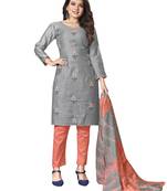Grey embroidered cotton salwar