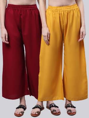Pack of 2 Women Flared Rayon Palazzo 1