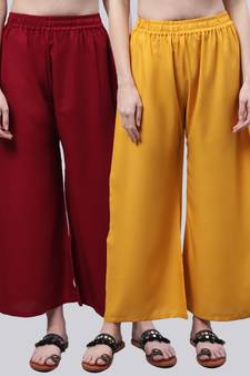 Pack of 2 Women Flared Rayon Palazzo