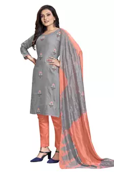 Grey embroidered cotton salwar
