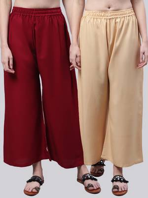 Pack of 2 Women Flared Rayon Palazzo 1