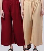 Pack of 2 Women Flared Rayon Palazzo
