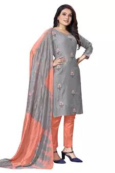 Grey embroidered cotton salwar